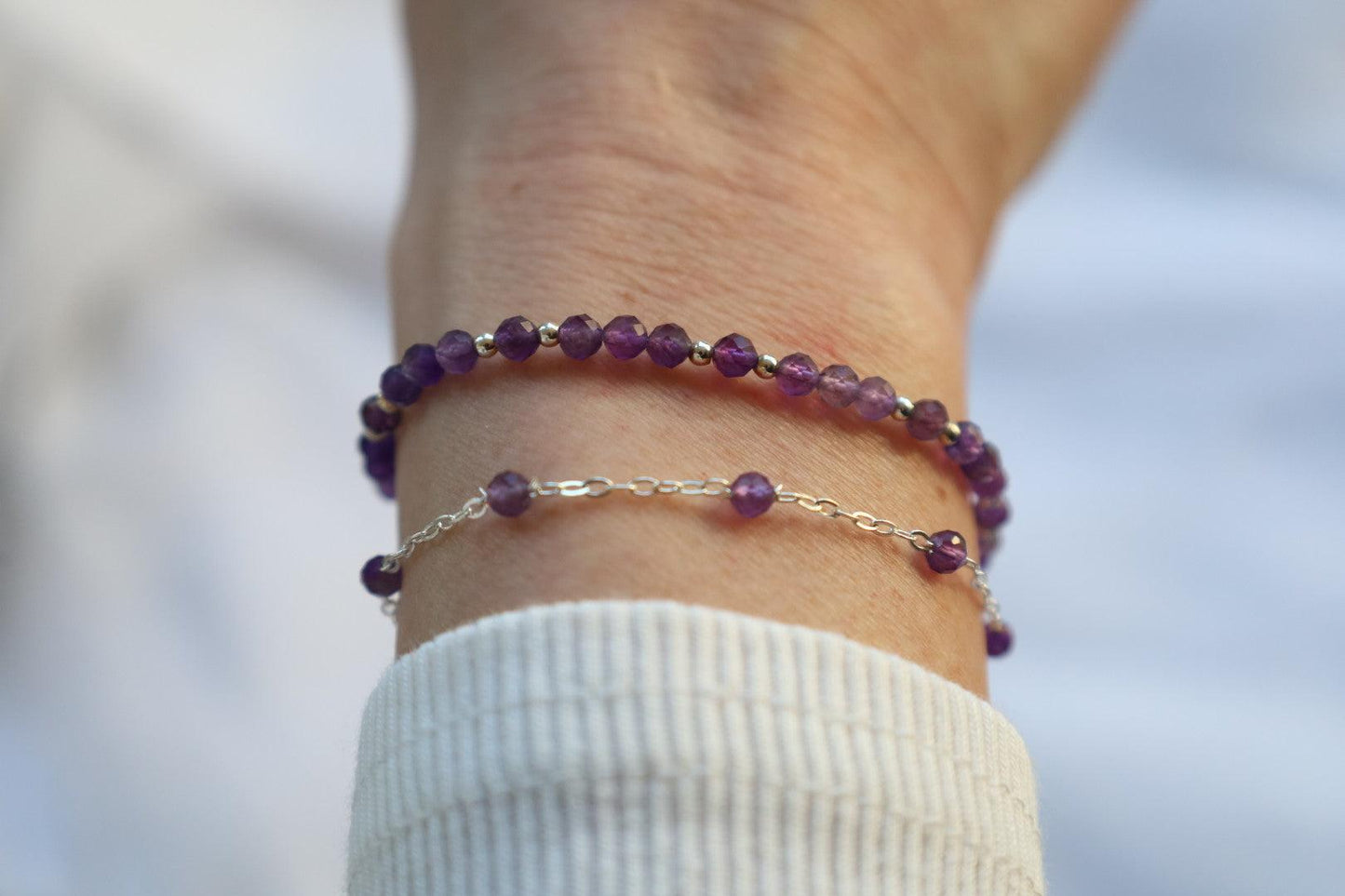Amethyst Bracelet. 925 Sterling Silver. February Birthstone