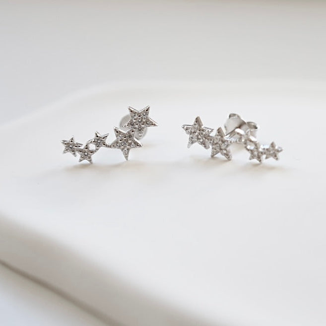 Star Climber Earrings- 925 Sterling Silver | Celestial Ear Crawlers