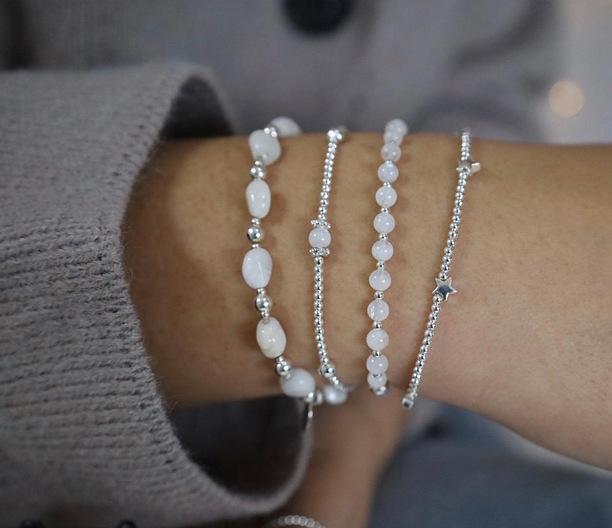 Moonstone Bracelet stack | 925 Sterling Silver