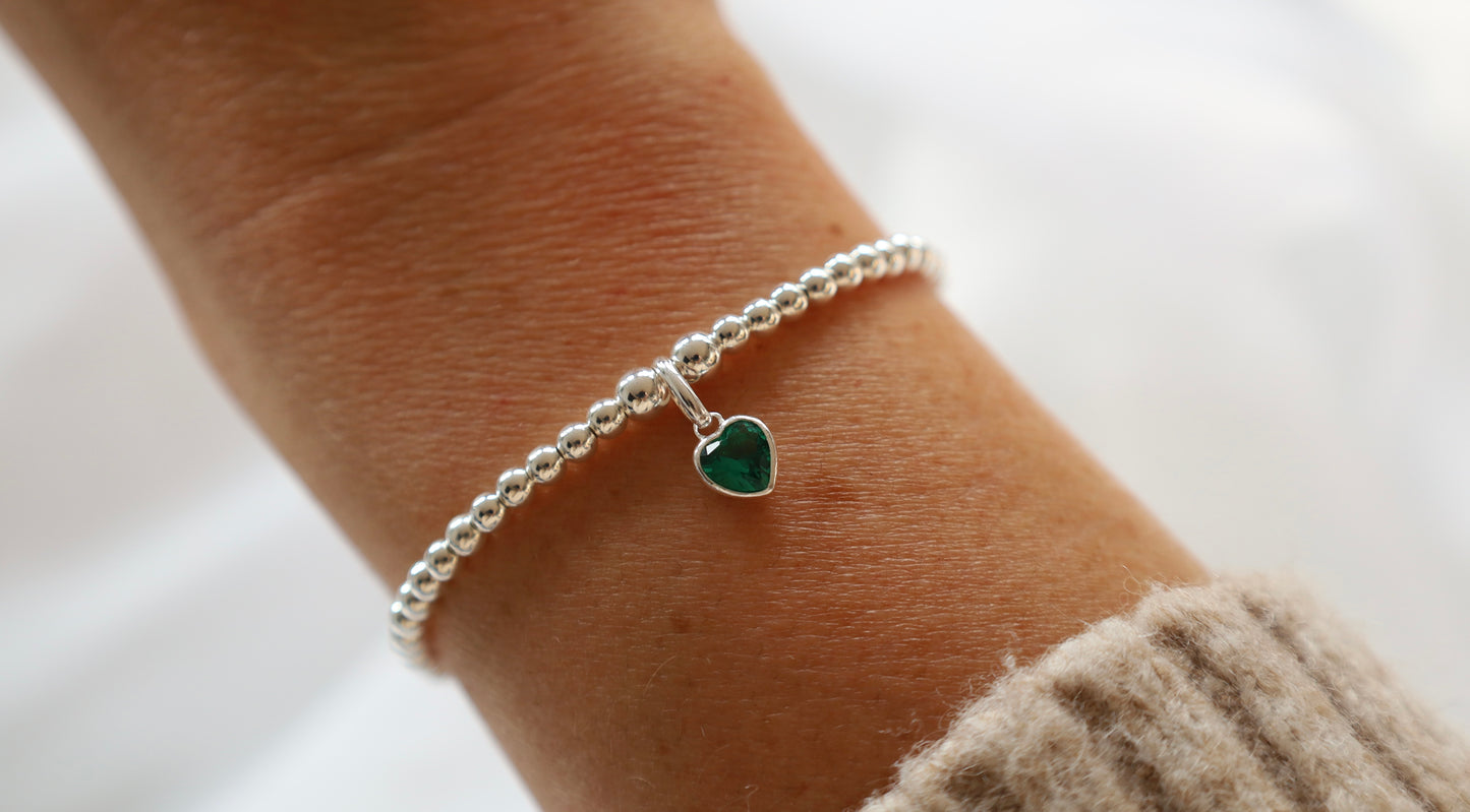 Heart Birthstone Charm Bracelet