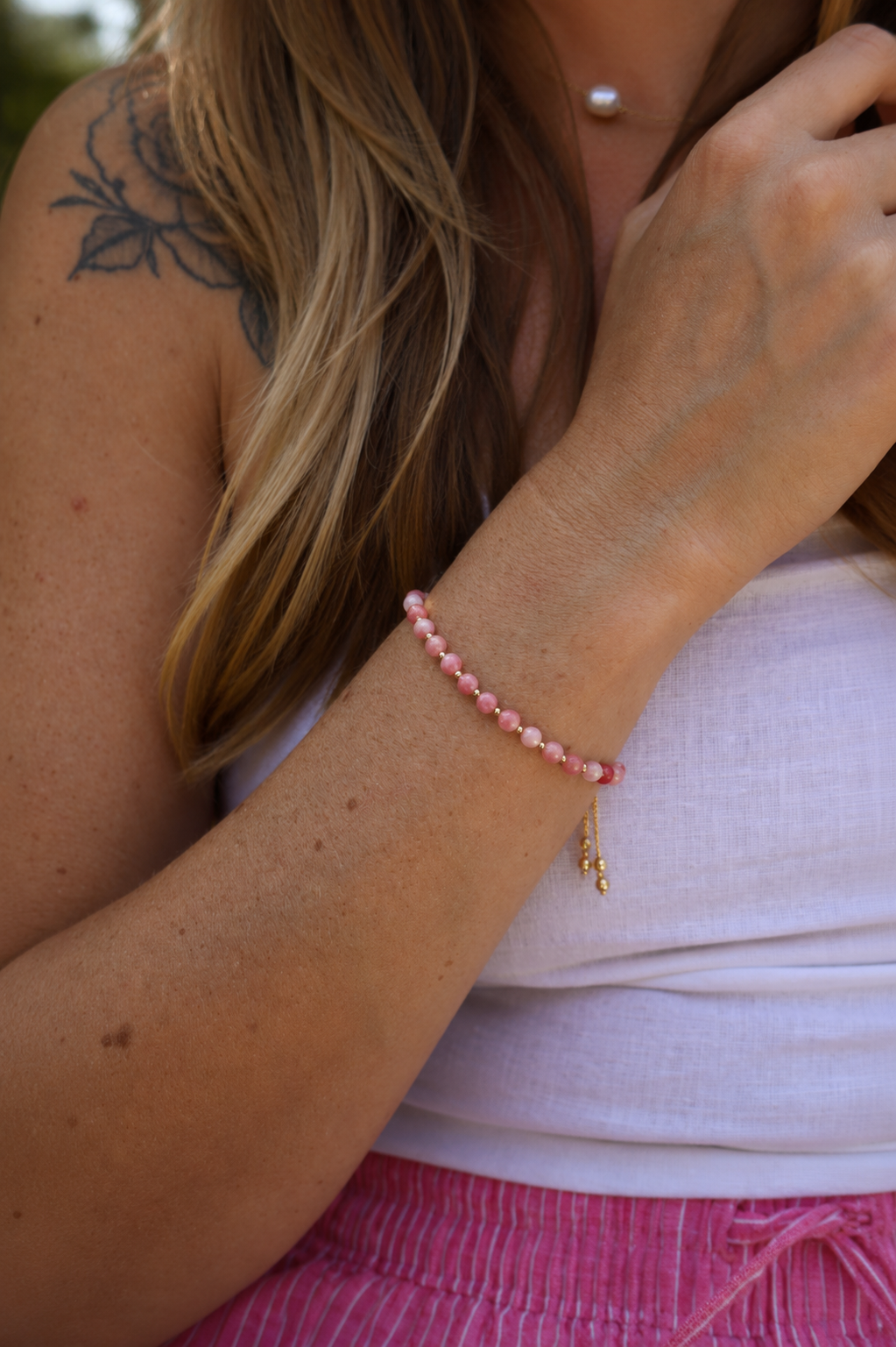 Pink Coral Adjustable Bracelet