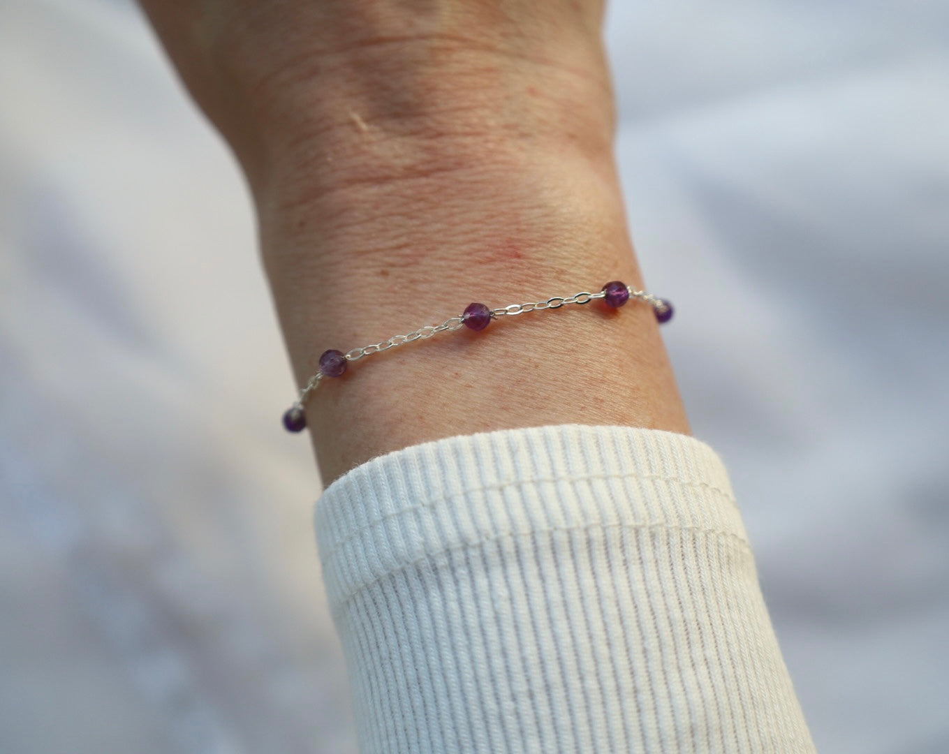 Amethyst Bracelet. 925 Sterling Silver. February Birthstone