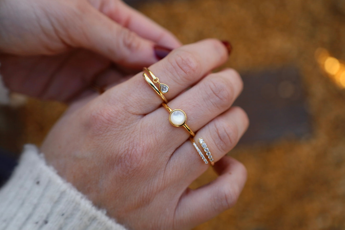 The Open Pavé Ring
- Gold