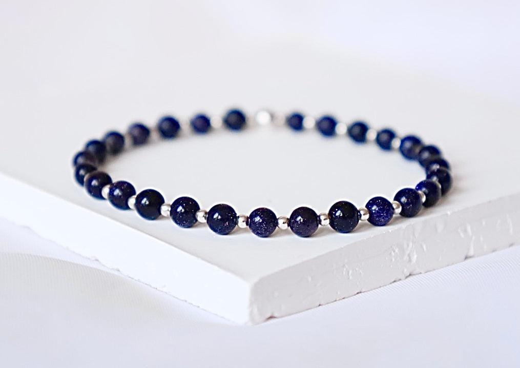 Cosmic Blue Goldstone Bracelet stack | 925 Sterling Silver