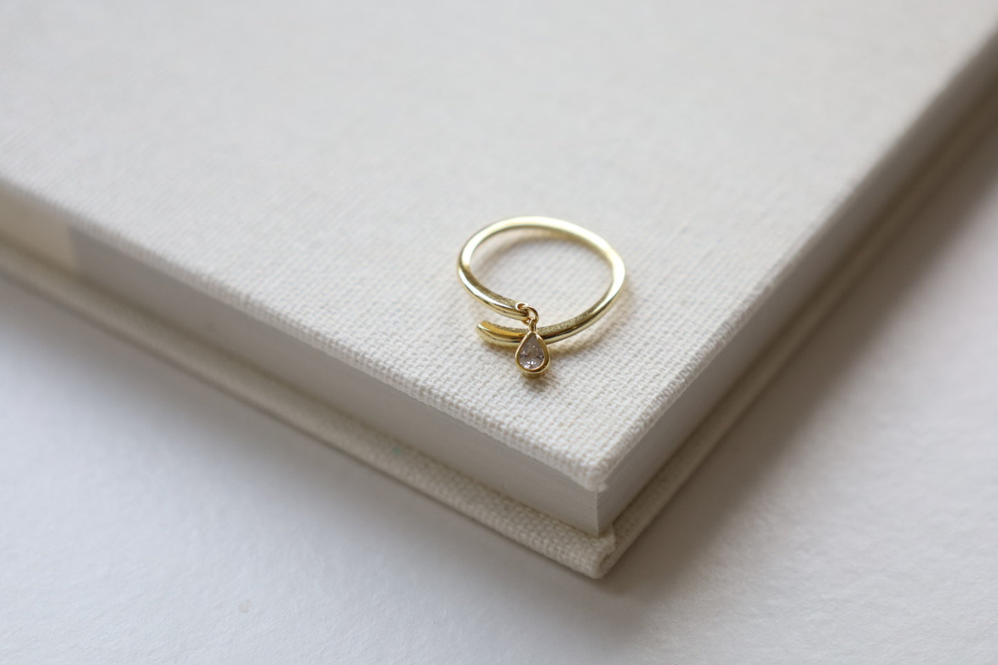 Serenity Teardrop Charm Ring - Gold
