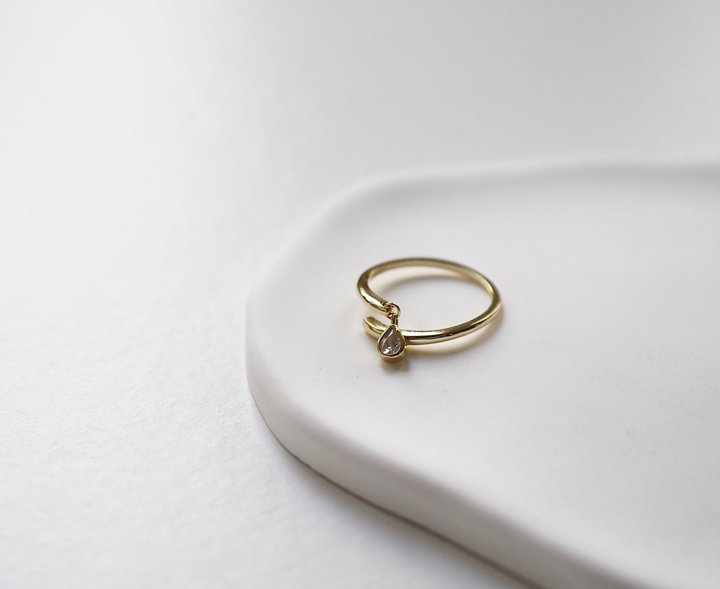 Serenity Teardrop Charm Ring - Gold