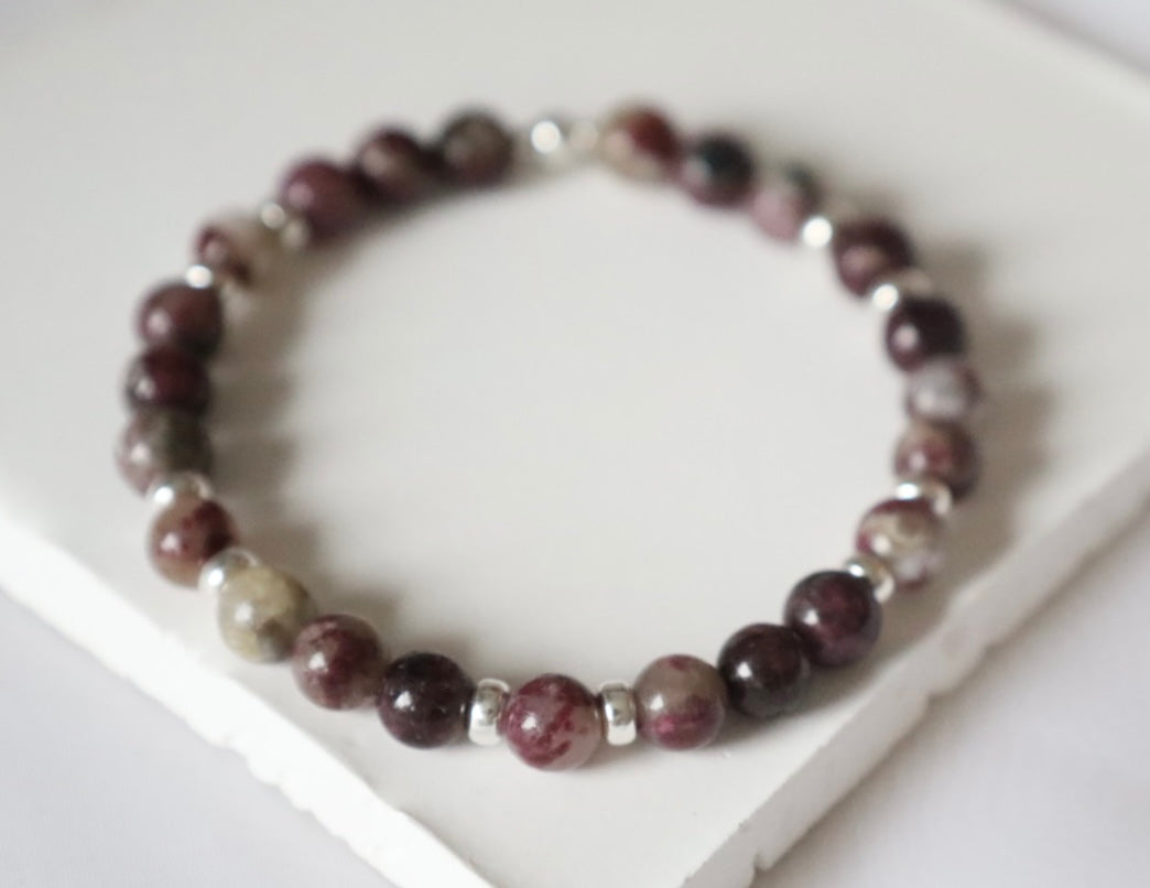 Cherry Blossom Tourmaline Gemstone Bracelet | 925 Sterling Silver