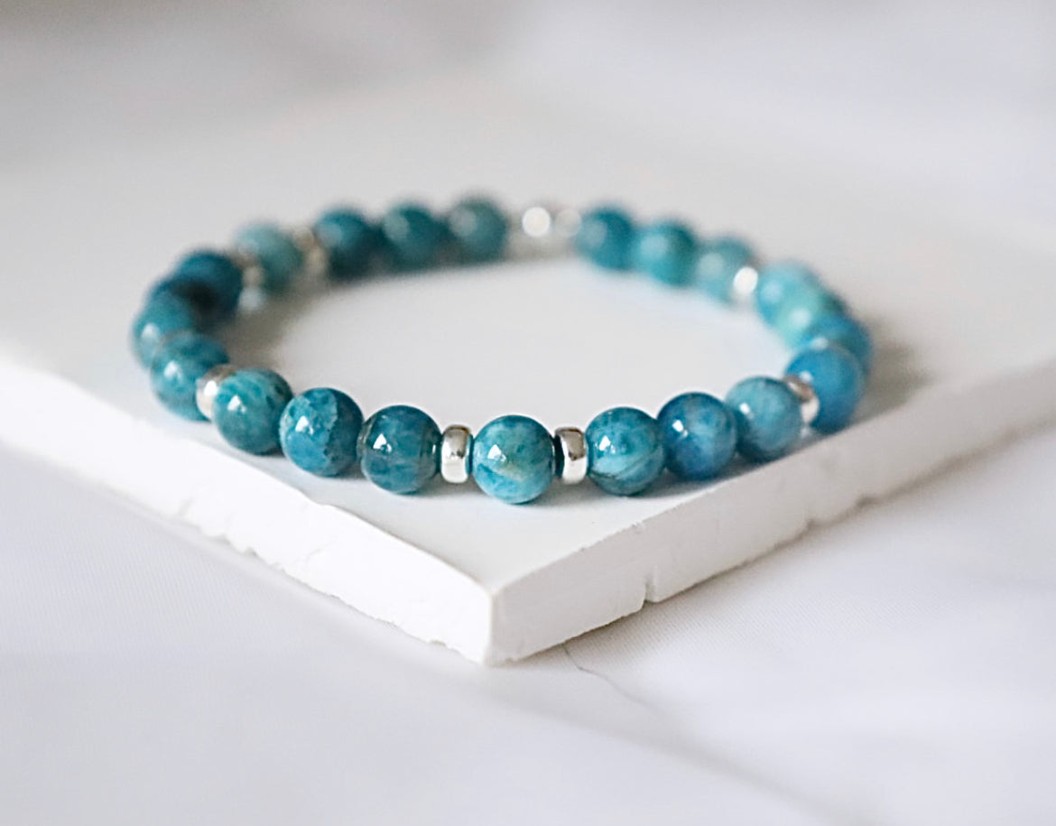Blue Apatite Gemstone Bracelet | 925 Sterling Silver