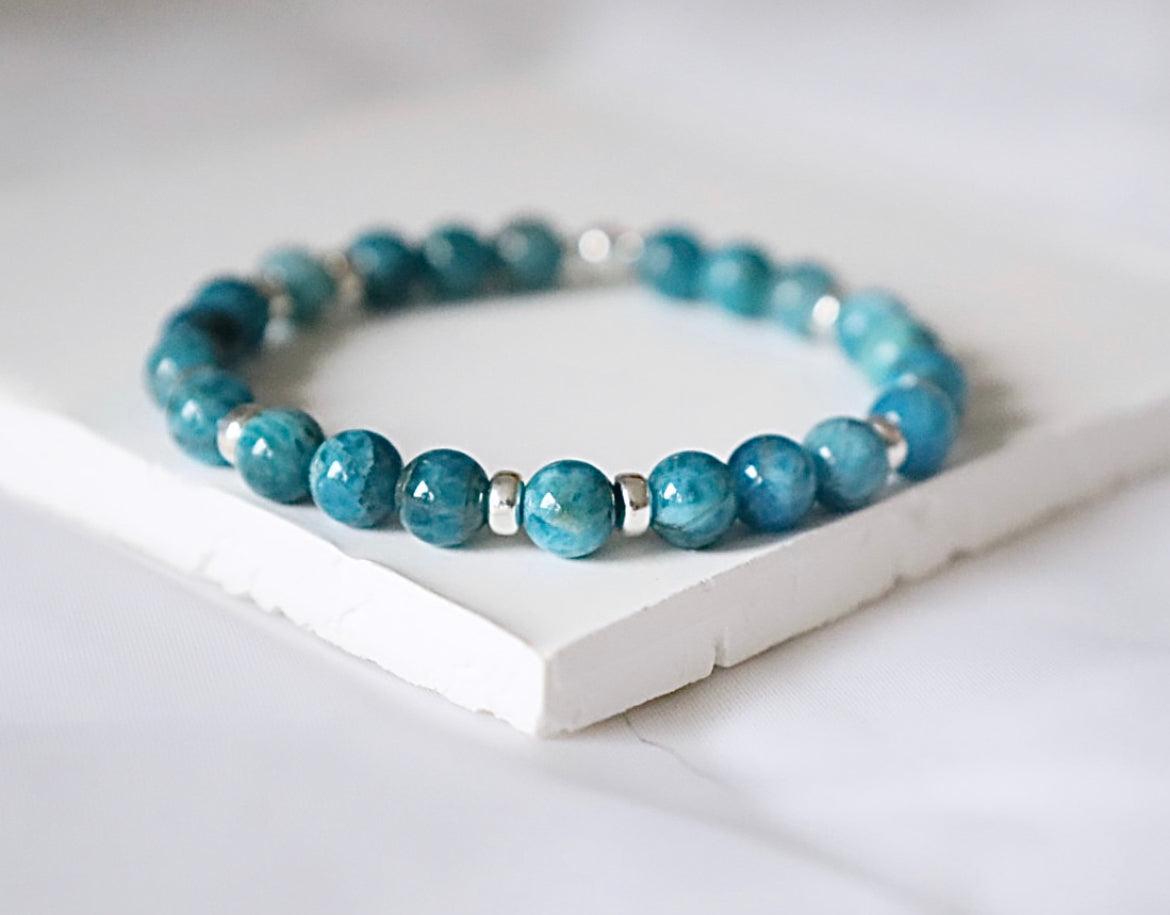 Blue Apatite Gemstone Bracelet | 925 Sterling Silver
