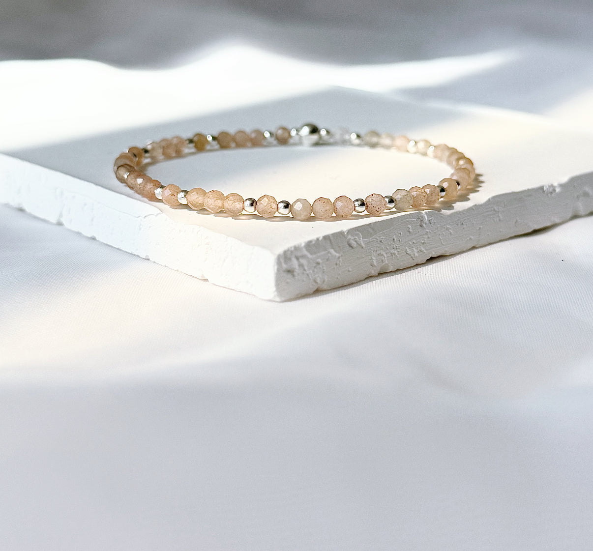 Dainty Sunstone Gemstone Bracelet | 925 Sterling Silver