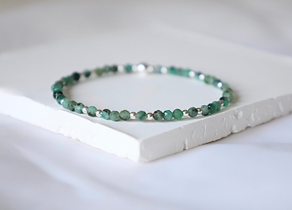 Dainty Emerald Gemstone Bracelet | 925 Sterling Silver