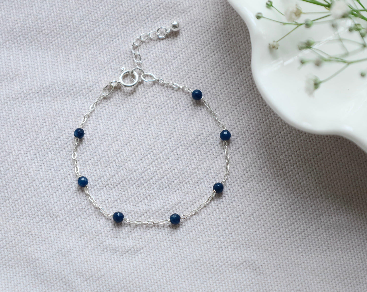 Sapphire Bracelet. 925 Sterling Silver. September Birthstone