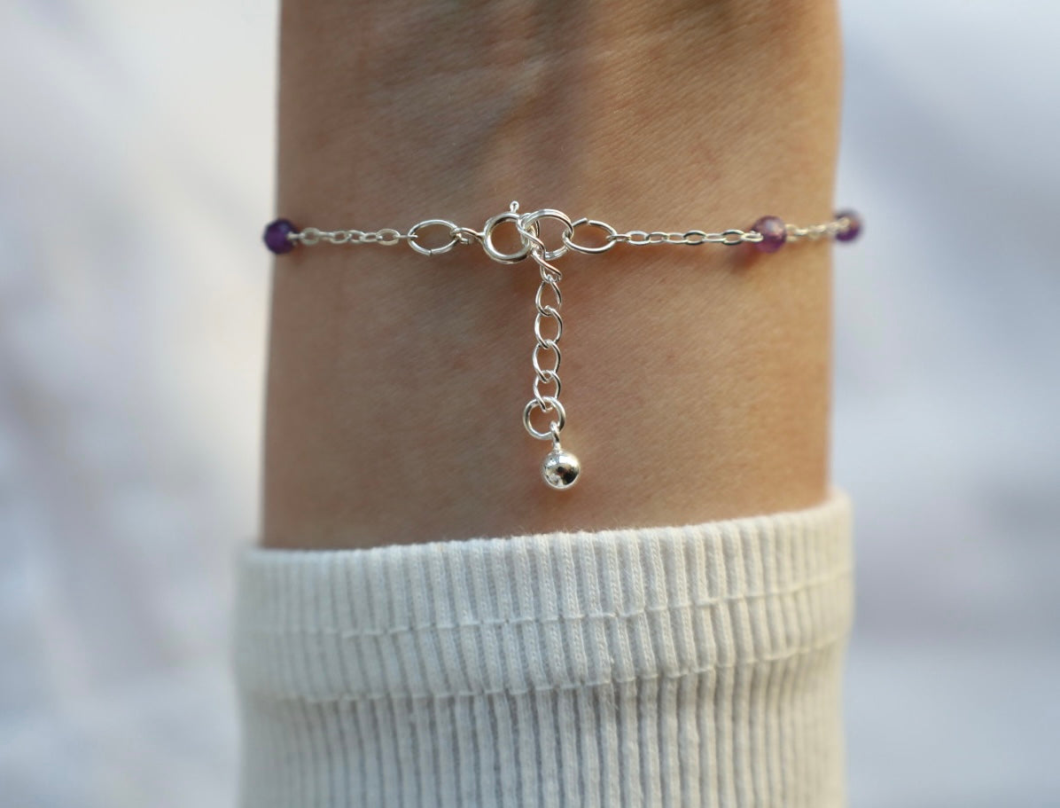 Amethyst Bracelet. 925 Sterling Silver. February Birthstone