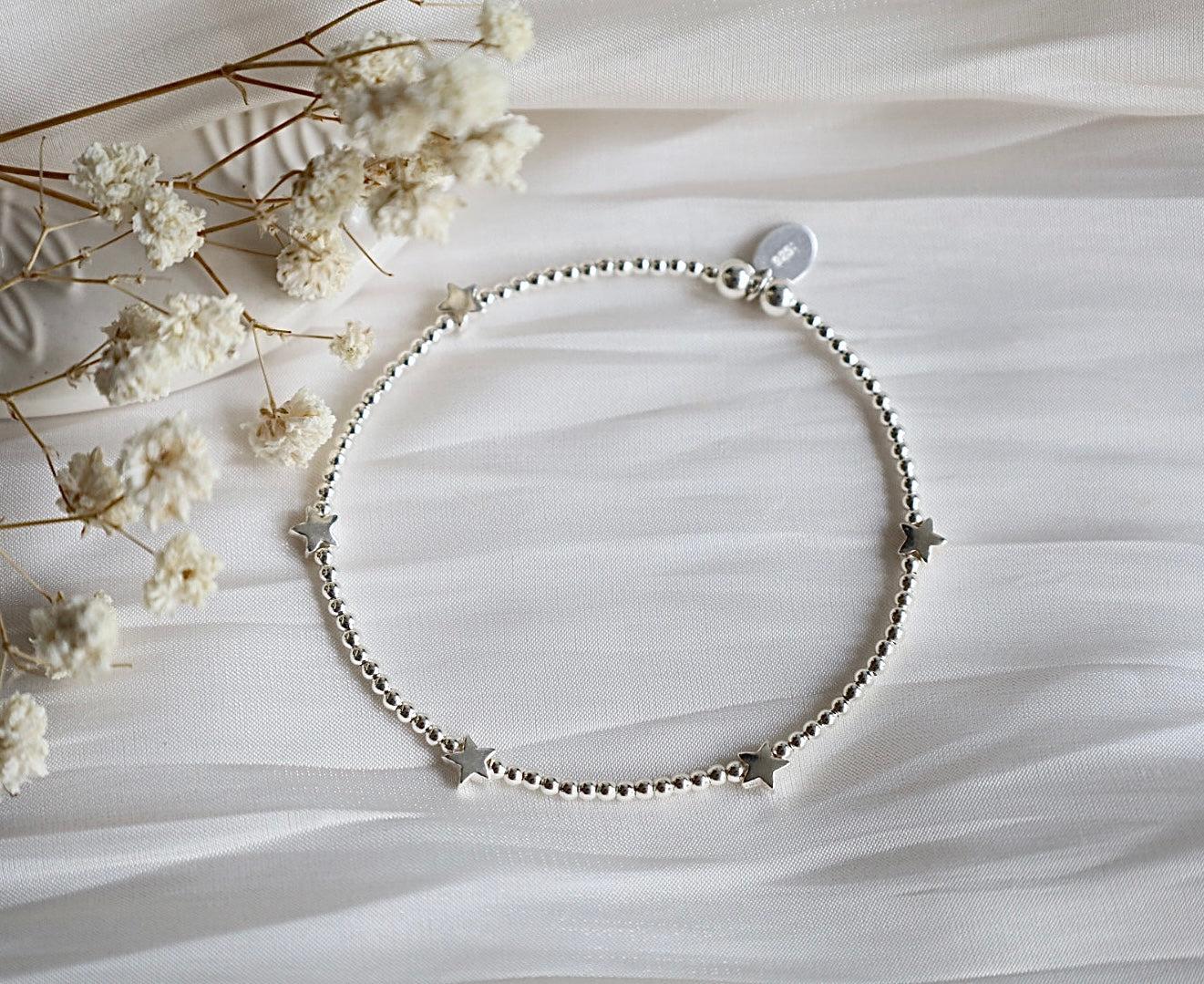 Cosmic Blue Goldstone Bracelet stack | 925 Sterling Silver