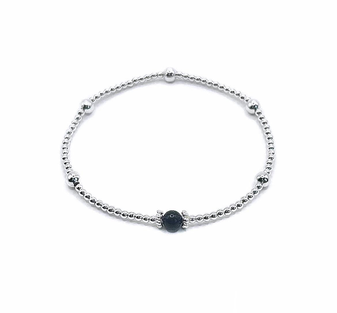 Cosmic Blue Goldstone Bracelet stack | 925 Sterling Silver