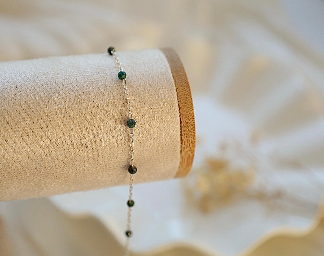 Emerald Bracelet. 925 Sterling Silver. May Birthstone