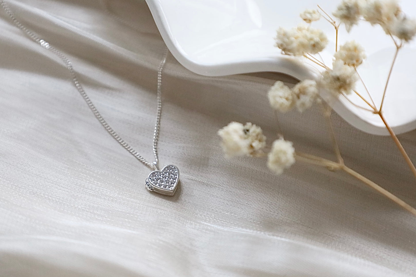 Mini Heart Locket Necklace. 925 Sterling Silver