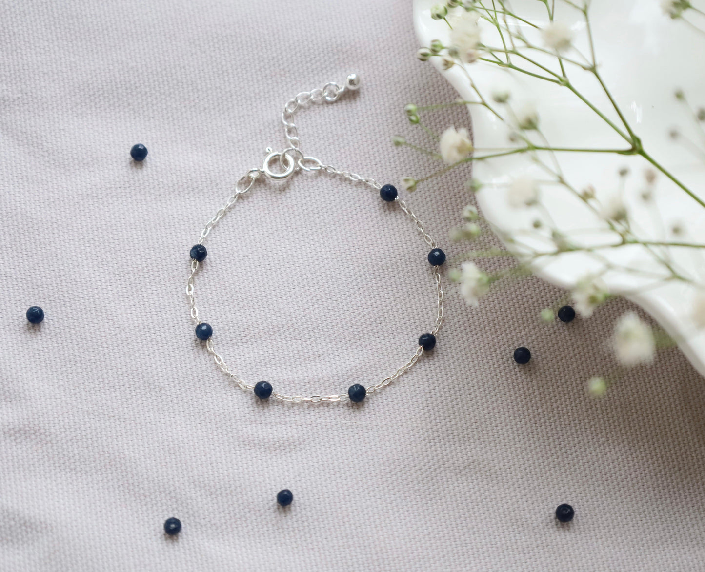 Sapphire Bracelet. 925 Sterling Silver. September Birthstone