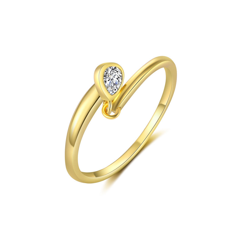 Serenity Teardrop Charm Ring - Gold