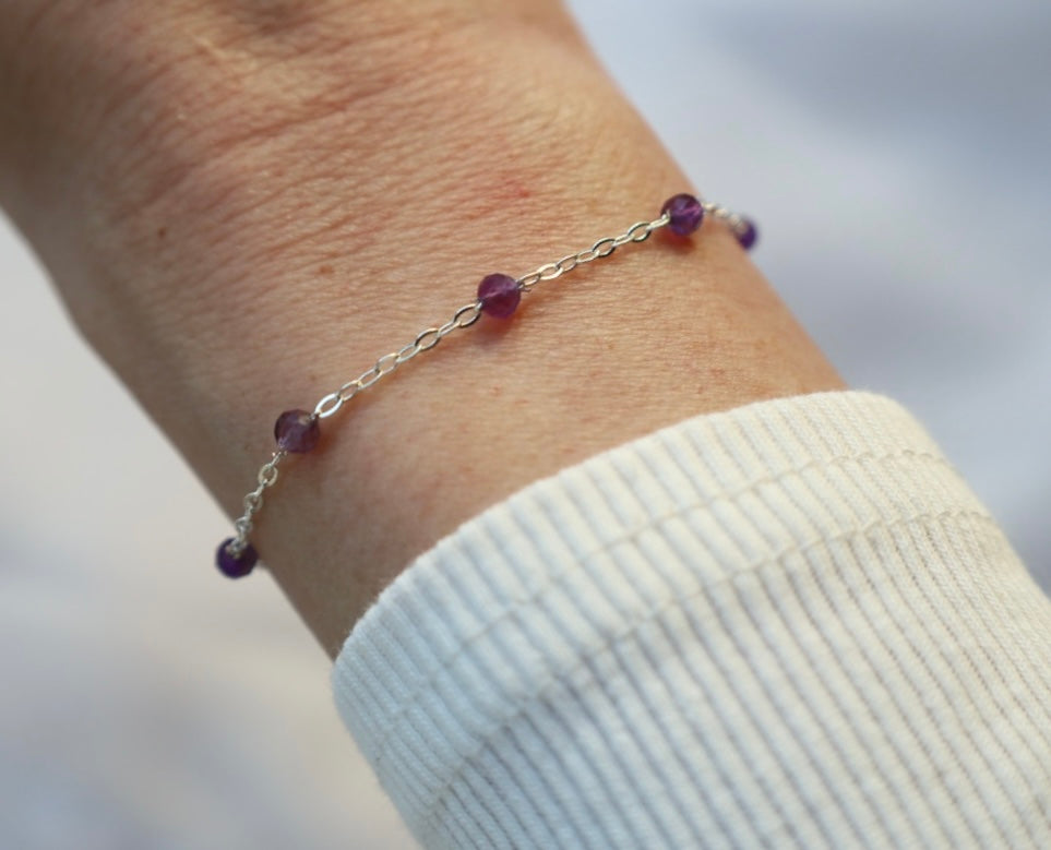 Amethyst Bracelet. 925 Sterling Silver. February Birthstone
