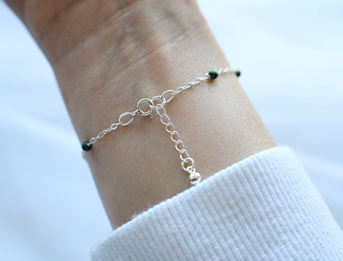 Emerald Bracelet. 925 Sterling Silver. May Birthstone