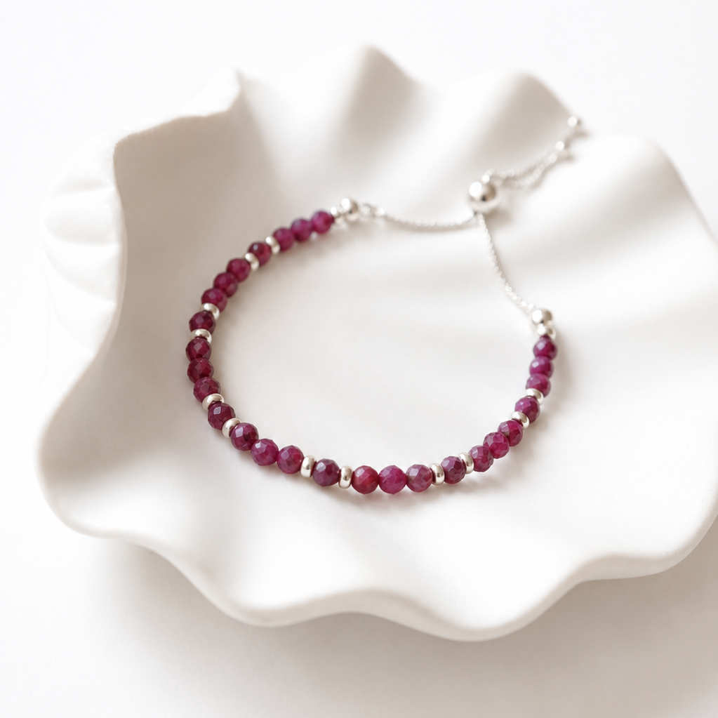 Pink Ruby Adjustable Bracelet | July Birthstone