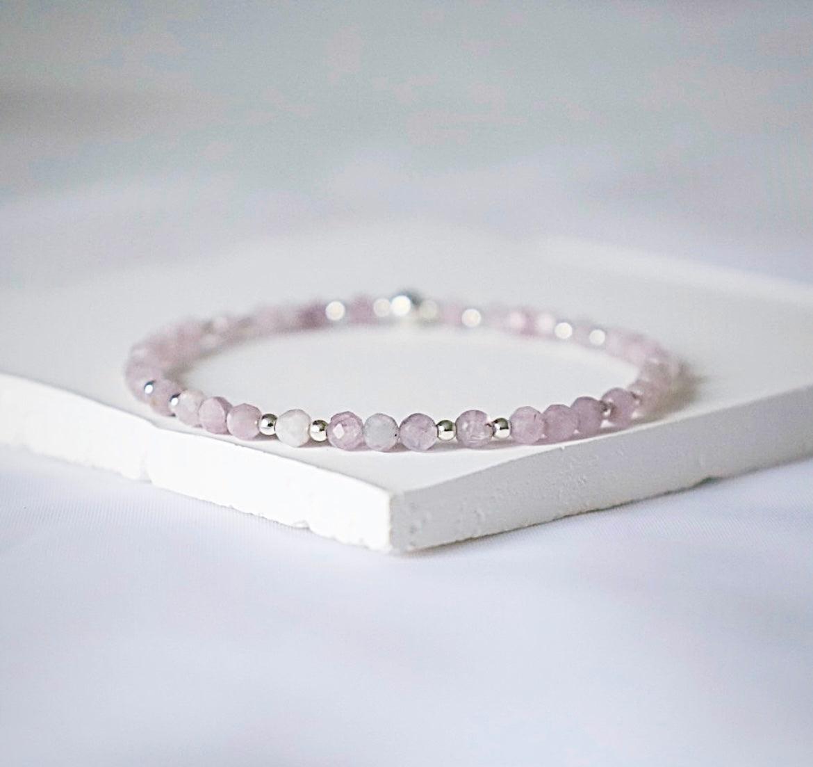 Dainty Kunzite Gemstone Bracelet | 925 Sterling Silver