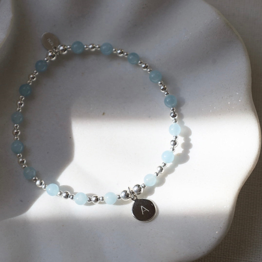 Personalised Aquamarine Initial Bracelet