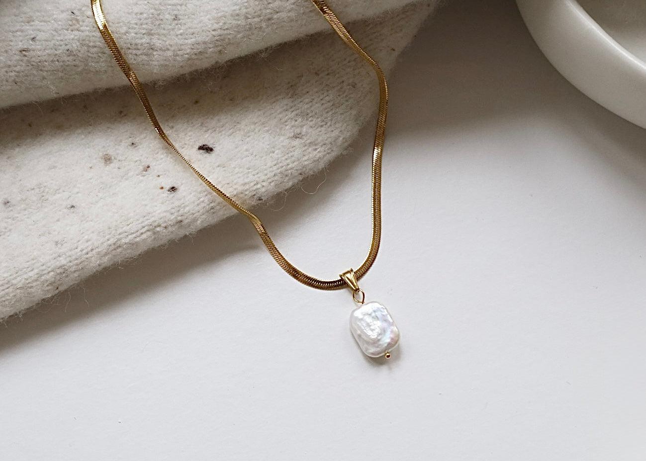 Grace Freshwater Pearl Necklace- Gold