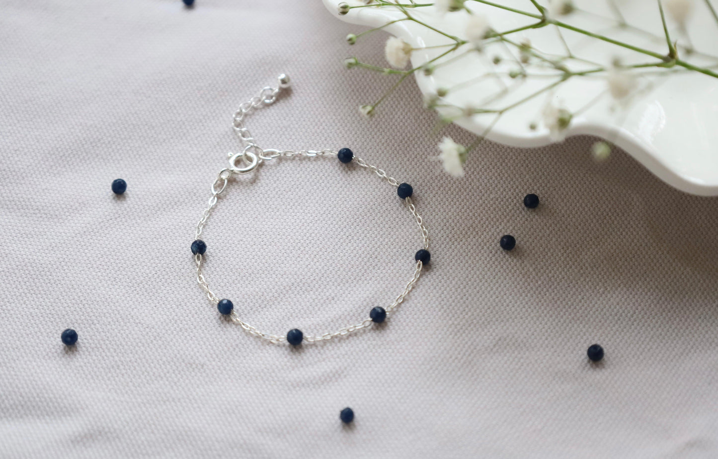 Sapphire Bracelet. 925 Sterling Silver. September Birthstone