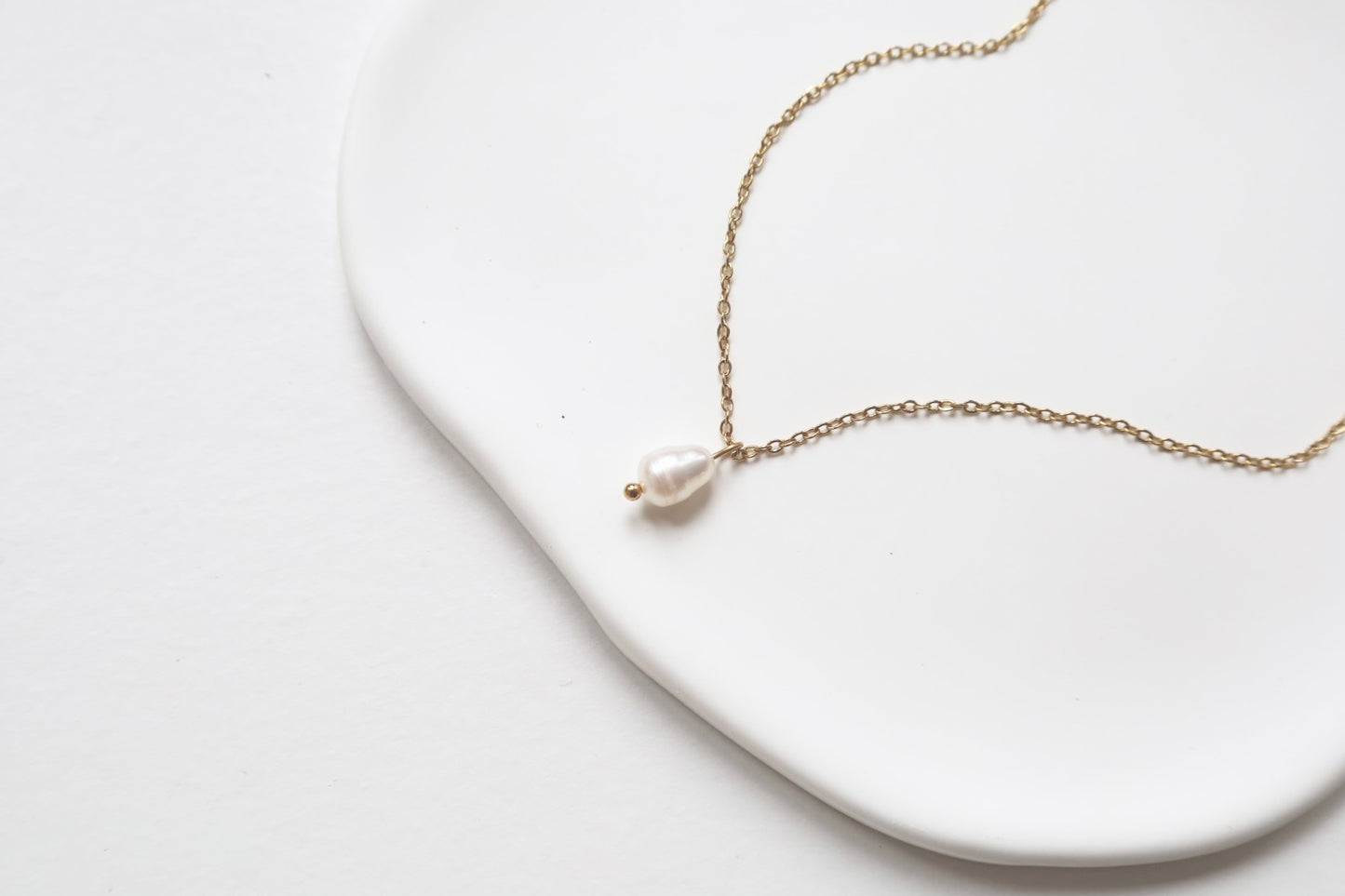 Tiny Freshwater Pearl Necklace- Gold