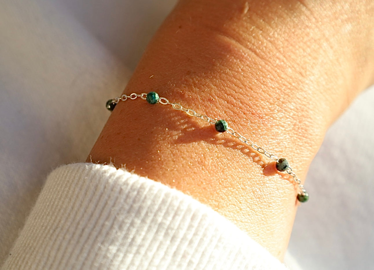 Emerald Bracelet. 925 Sterling Silver. May Birthstone