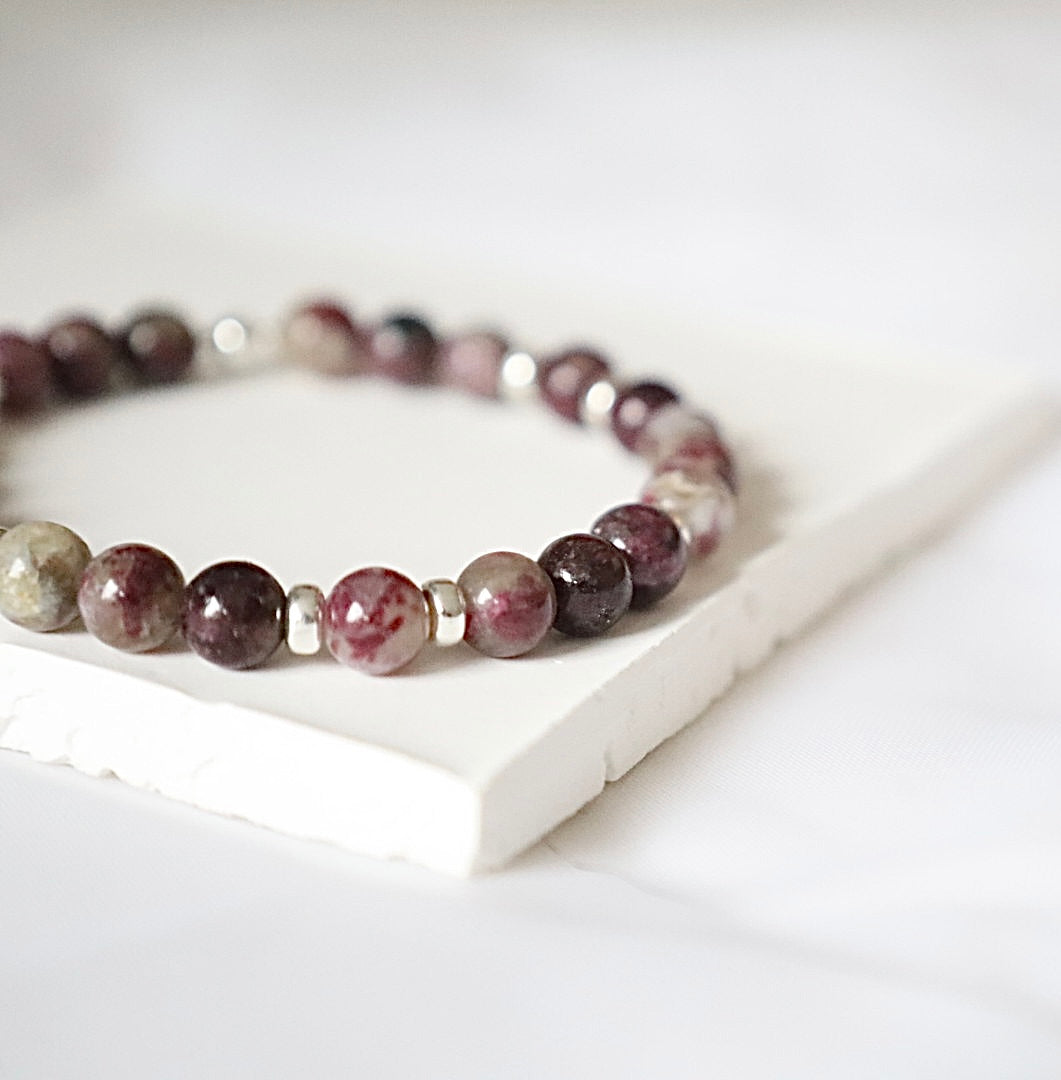 Cherry Blossom Tourmaline Gemstone Bracelet | 925 Sterling Silver