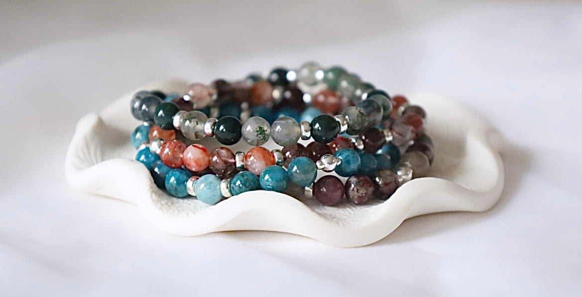 Moss Agate Gemstone Bracelet | 925 Sterling Silver