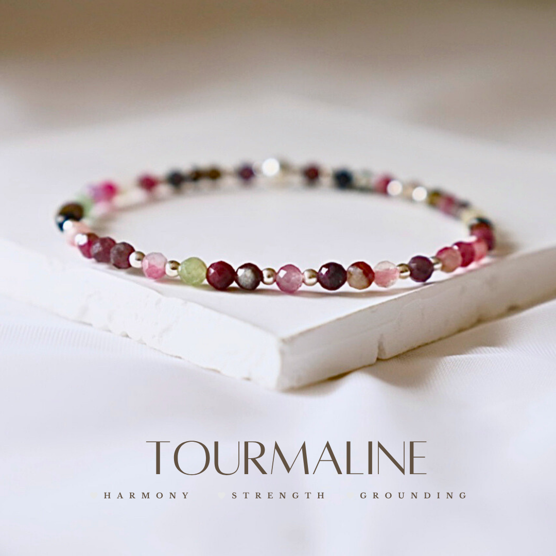 Dainty Tourmaline Gemstone Bracelet | 925 Sterling Silver
