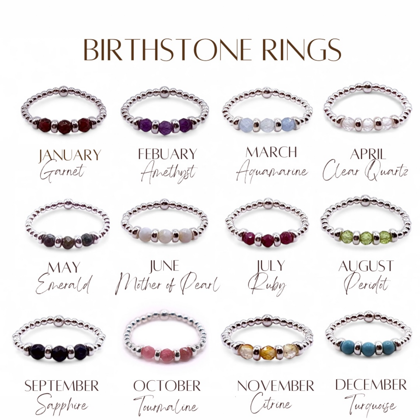‘Three Wishes’ Birthstone Rings