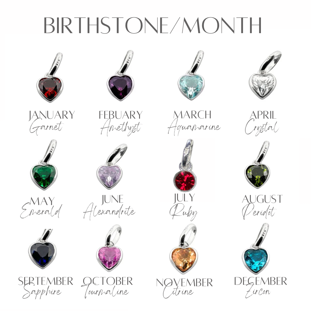 Heart Birthstone Charm Bracelet