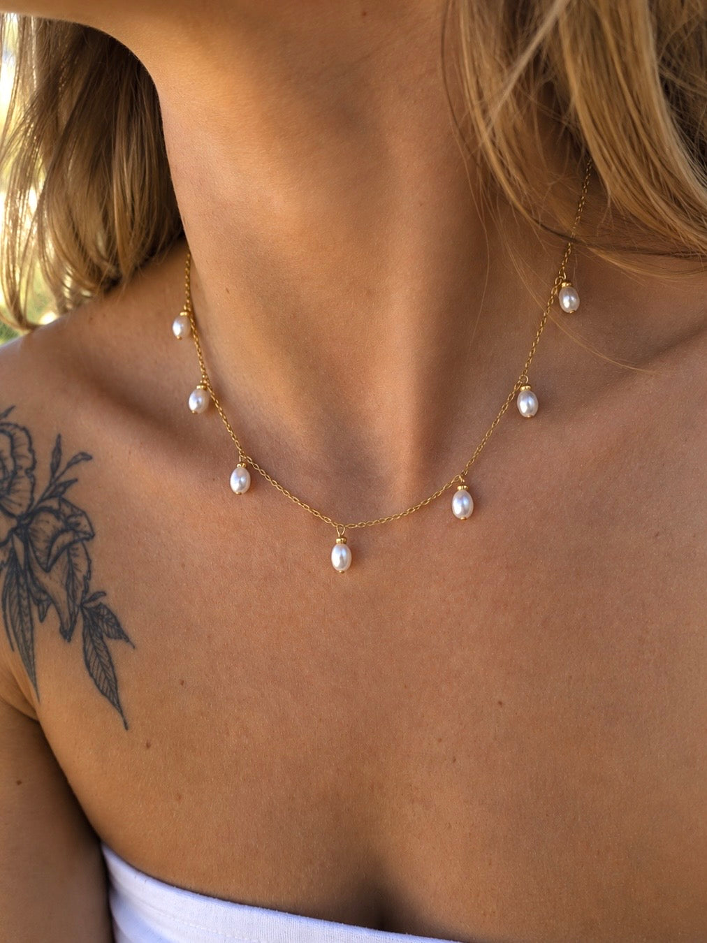 Multi Pearl Drop Necklace