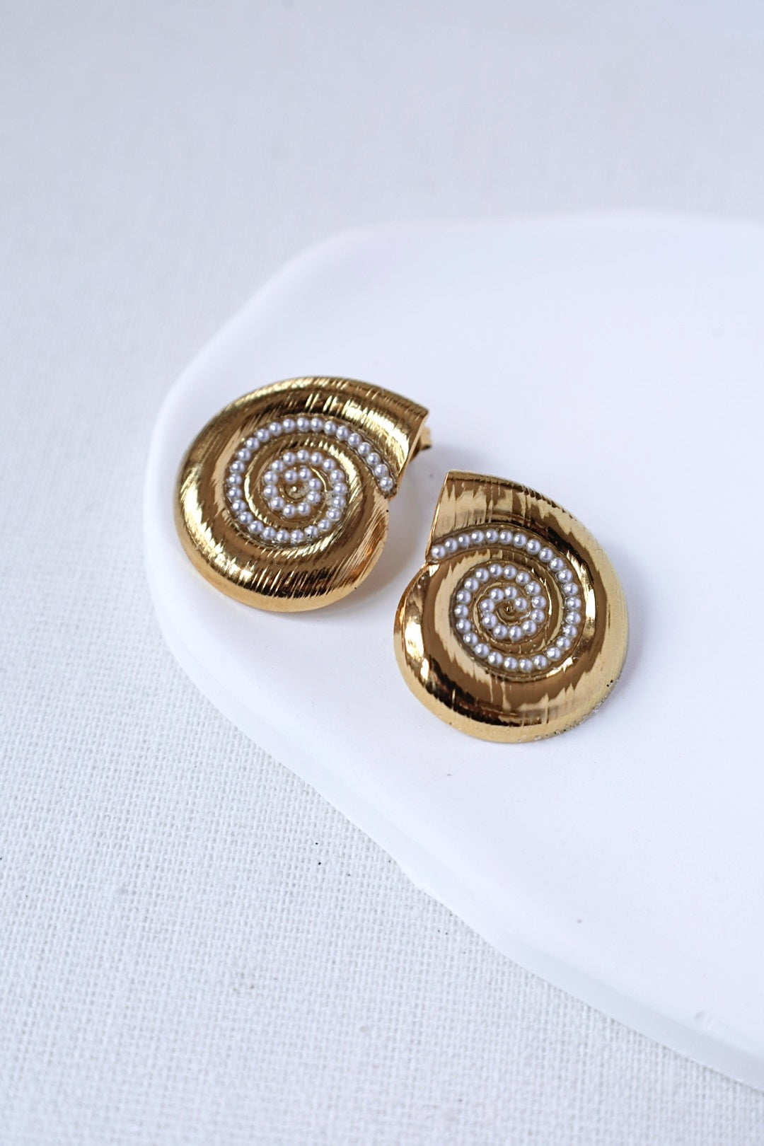 Pearl Spiral Shell Earrings