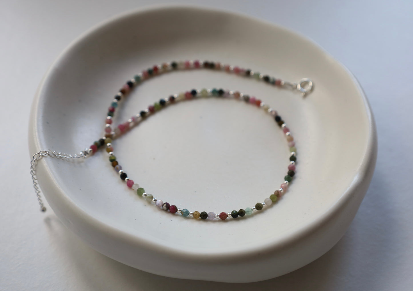 Dainty Tourmaline Gemstone Necklace | 925 Sterling Silver