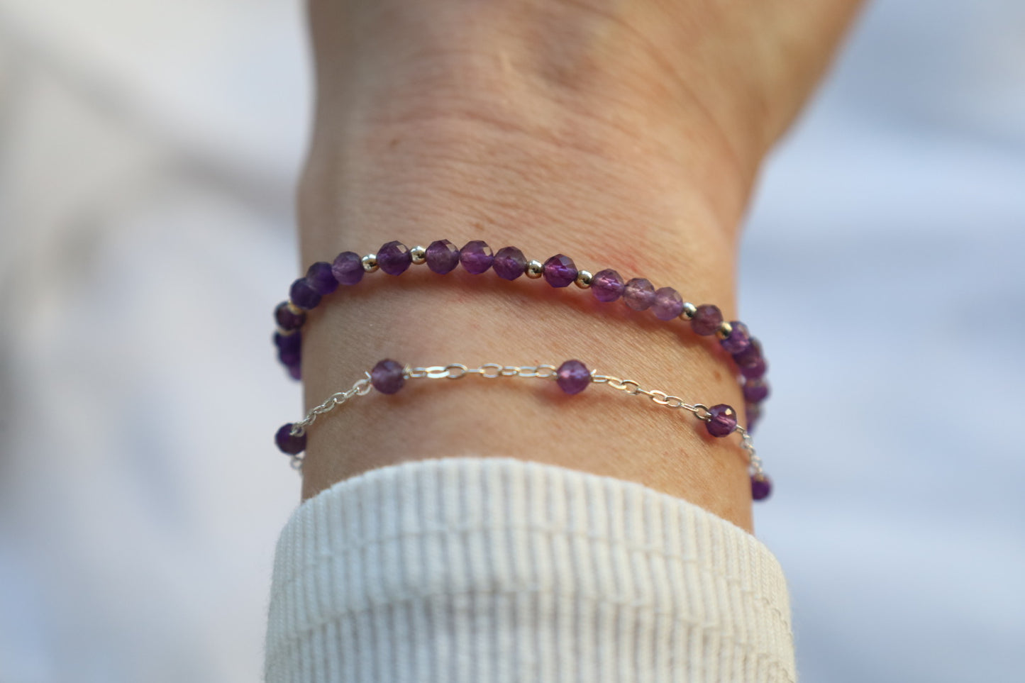 Amethyst Bracelet. 925 Sterling Silver. February Birthstone