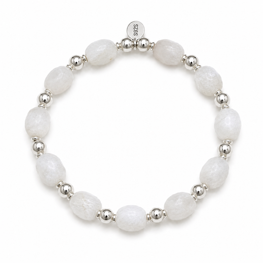 Moonstone Nugget Gemstone Bracelet | 925 Sterling Silver