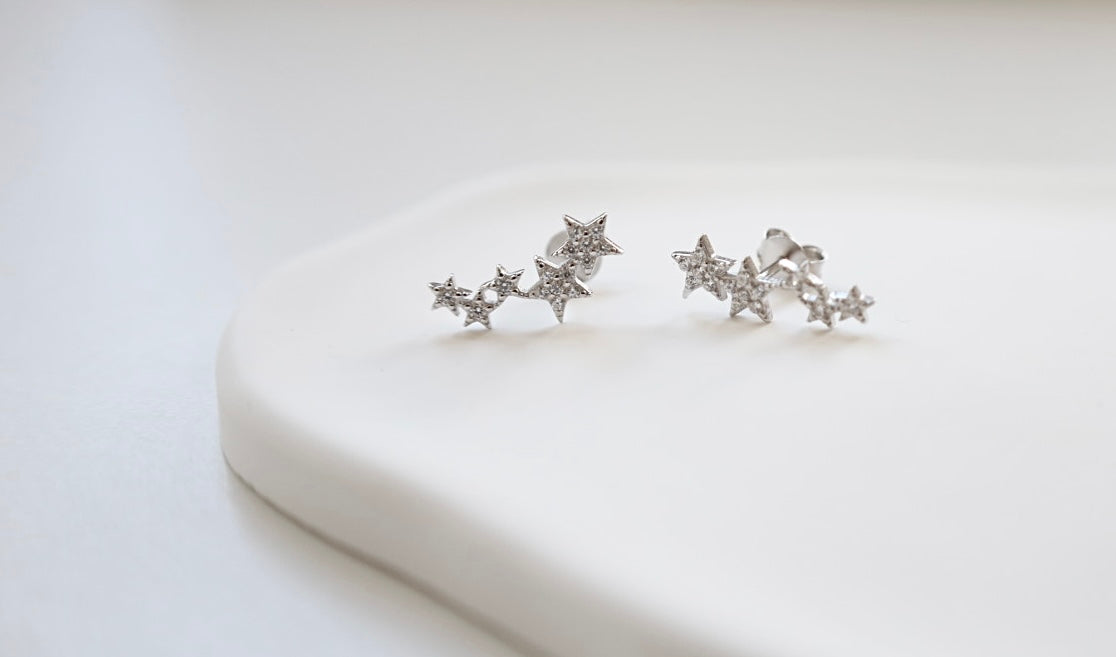 Star Climber Earrings- 925 Sterling Silver | Celestial Ear Crawlers