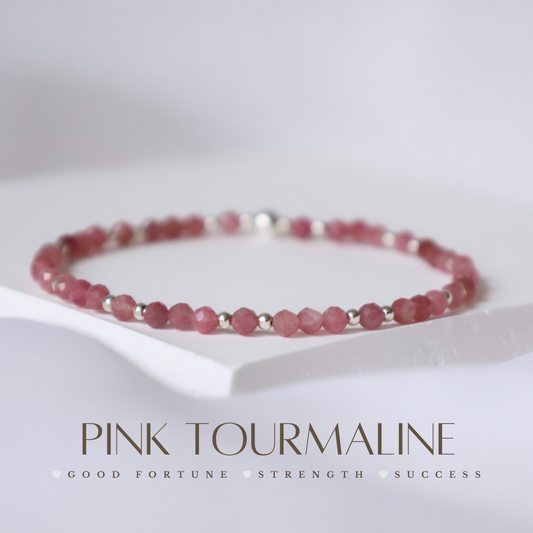 Pink Tourmaline Gemstone Bracelet | October Birthstone |925 Sterling Silver