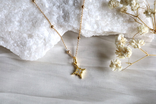 Gold North Star Necklace.