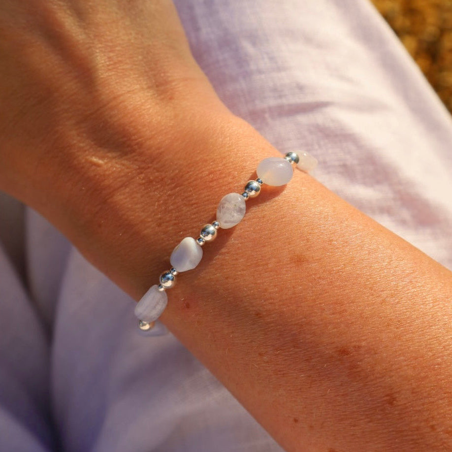 Blue Lace Agate Pebble Bracelet