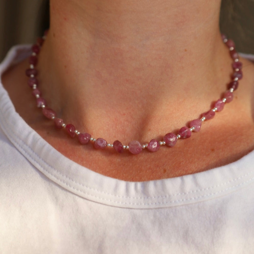 Pink Tourmaline Pebble Necklace