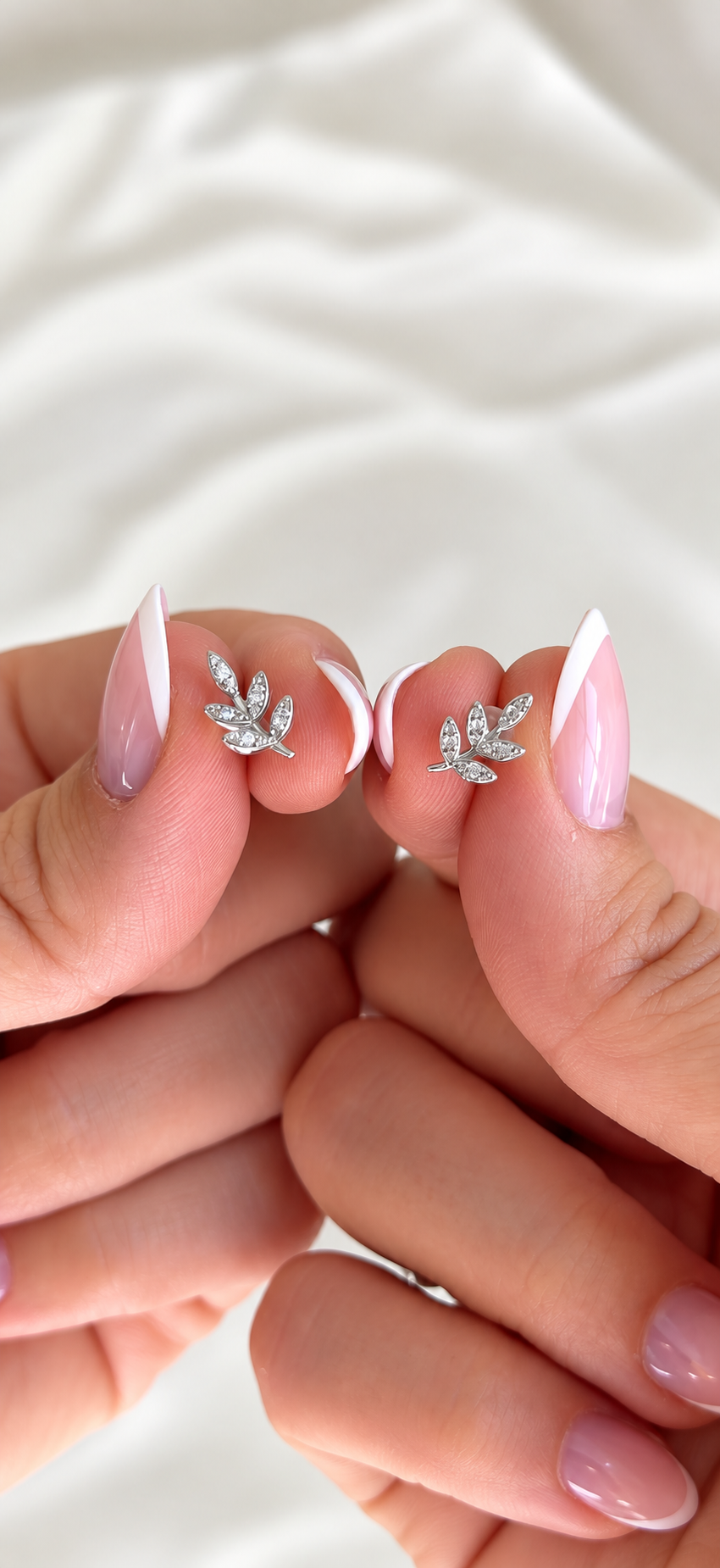 Crystal Leaf Climber Earrings. 925 Sterling Silver.