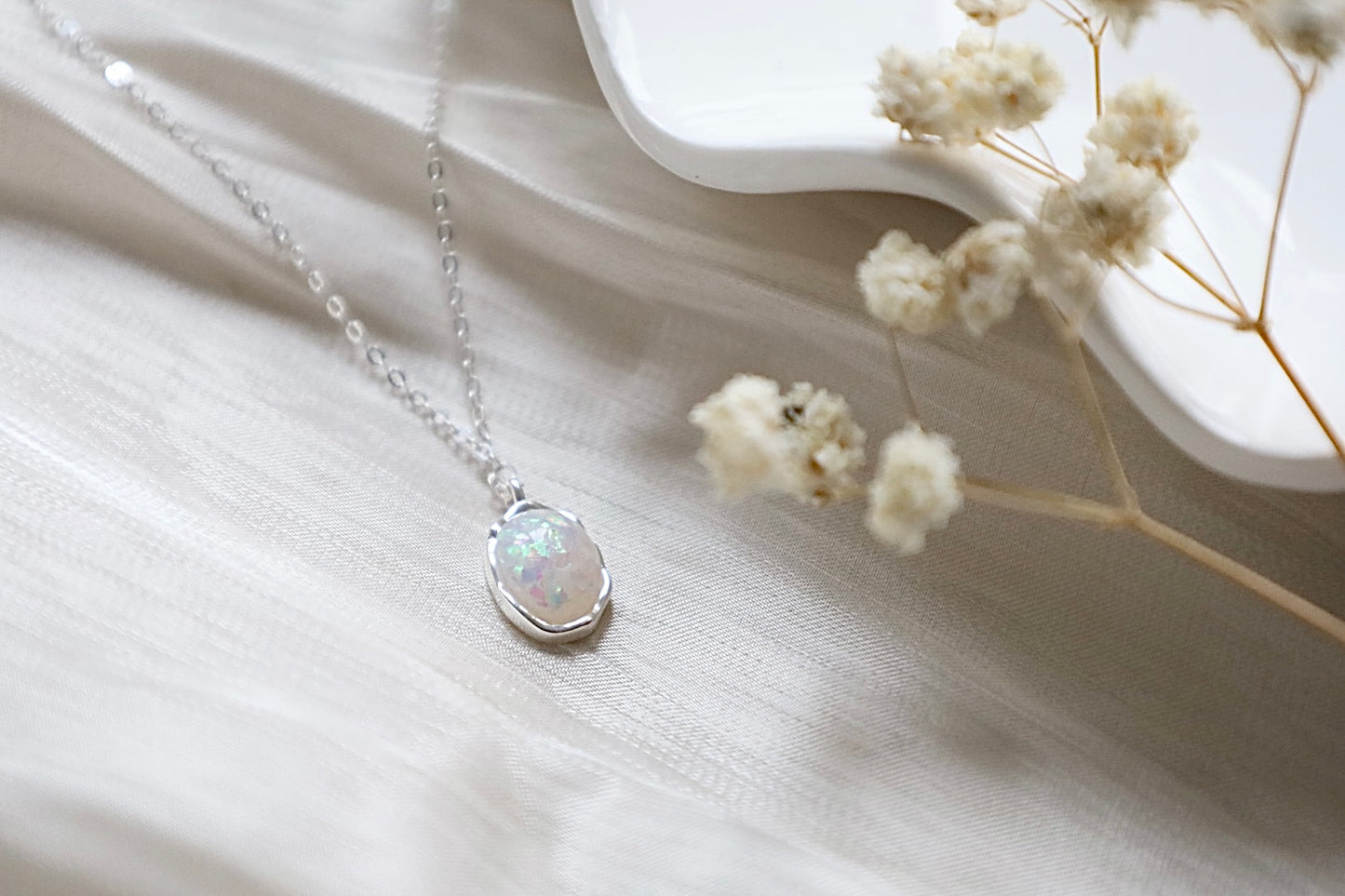Opal Necklace. 925 Sterling Silver