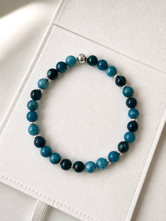 Blue Apatite Gemstone Bracelet | 925 Sterling Silver